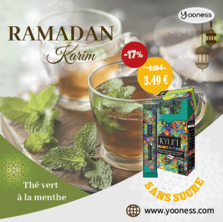 Thé vert à la menthe sans sucre Kyufi - promo ramdan yooness