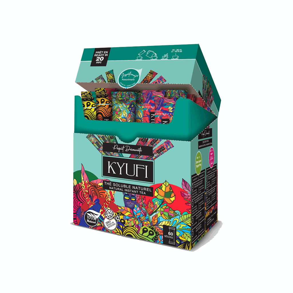 Thé Vert Instantané à la Menthe panachés 26 sticks sans sucre 34 sticks avec sucre