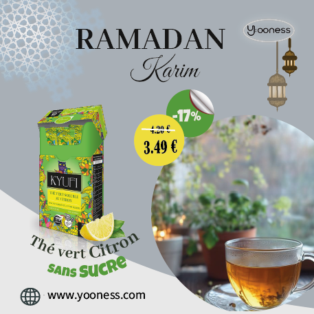 Thé vert citron sans sucre kyufi - promo ramdan yooness