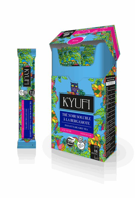 thé noir bergamote instantané avec sucre 15 sticks kyufi
