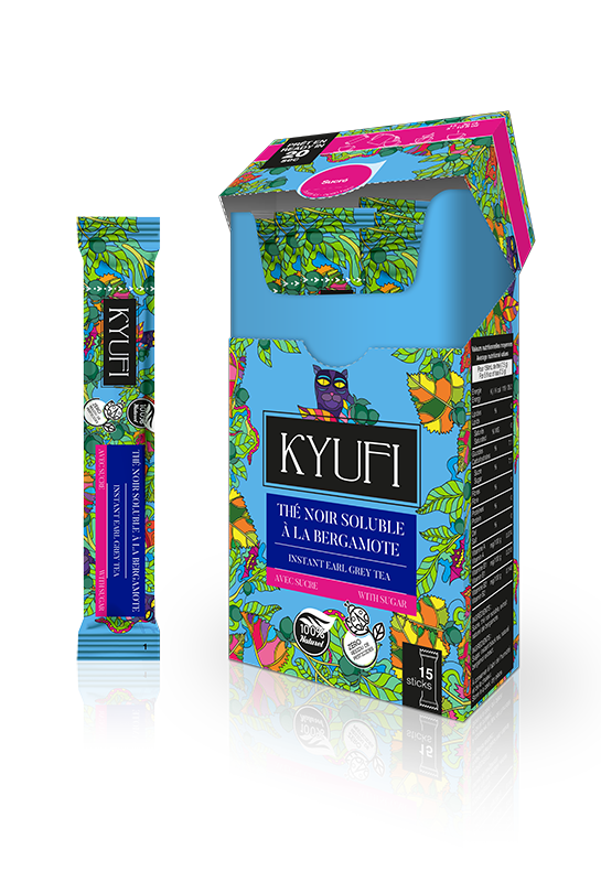 thé noir bergamote instantané avec sucre 15 sticks kyufi